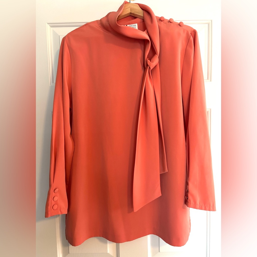 Maggie Sweet Front Tie Coral Women's Blouse